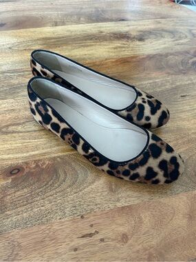 J. Crew Calf Hair Leopard Print Ballet Flats Size 6.5 Fall Shoes